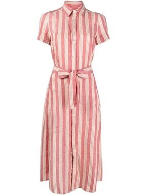 Polo Ralph Lauren Striped Linen Shirtdress midi size 16 EUC Authenticated